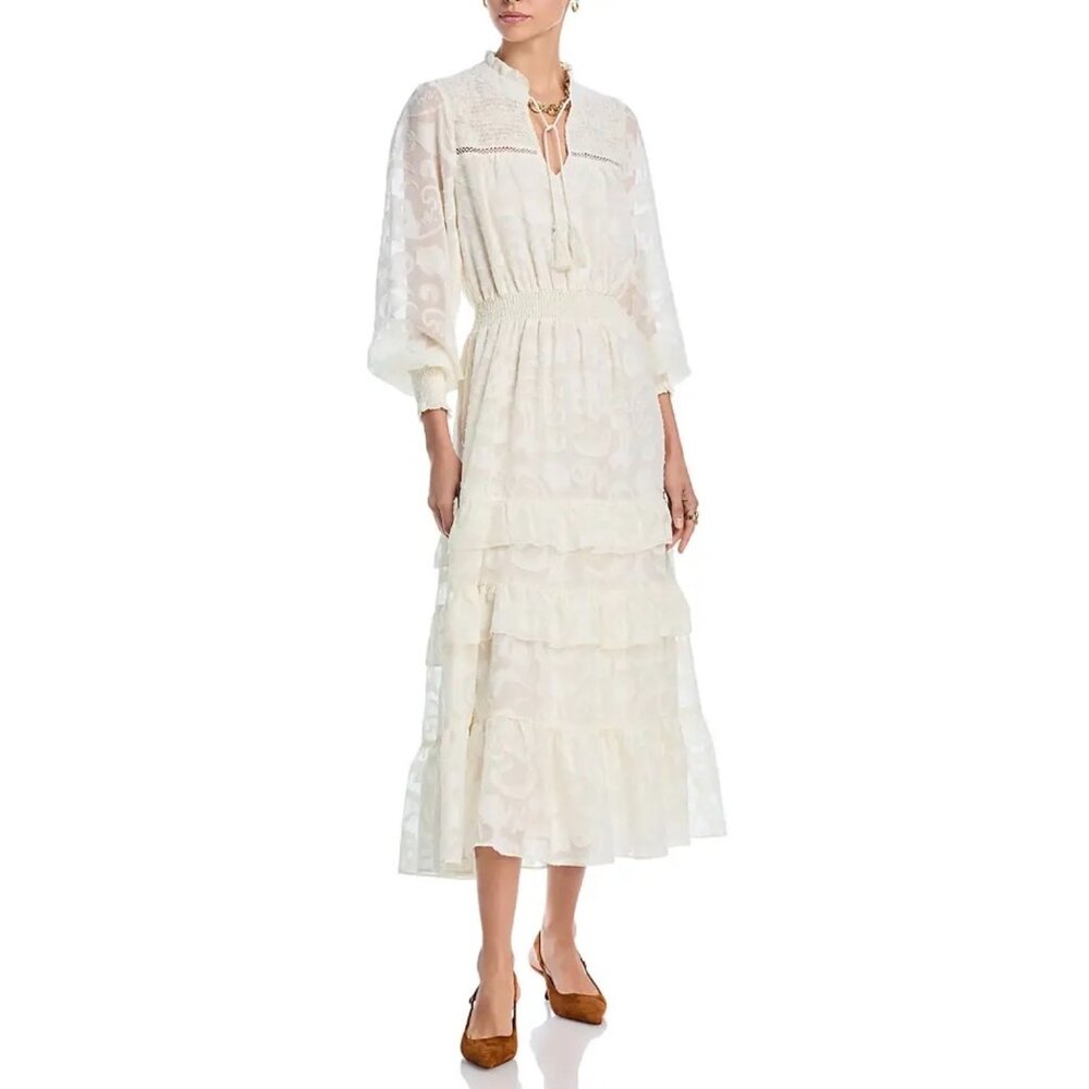 Aqua Lace Tiered Midi Dress White XXL New With Tags